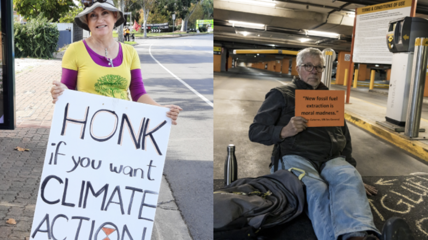 Extinction Rebellion SA members out spreading the message Extinction Rebellion SA members out spreading the message
